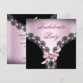 Bachelorette Party Soft Pink Black Lace Kaart (Voorkant / Achterkant)