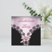 Bachelorette Party Soft Pink Black Lace Kaart (Staand voorkant)