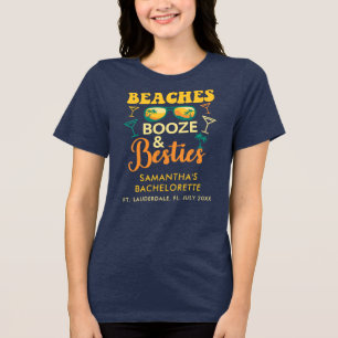 Bachelorette Party Stranden Booze Besties Matching Tri-Blend Shirt