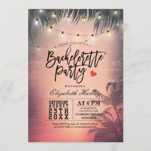 Bachelorette Party Summer Beach Palm Trees Lichten Kaart
