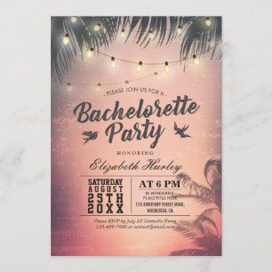 Bachelorette Party Summer Beach Palm Trees Lichten Kaart