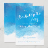 Bachelorette Party Summer Blue Waterverf Kaart (Voorkant / Achterkant)