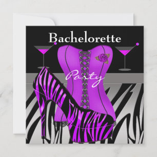 Bachelorette Party toont Paars Zebra corset Kaart