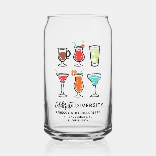 Bachelorette Party Vier de Diversiteit Aandenken Blikvorm Glas (Voorkant)