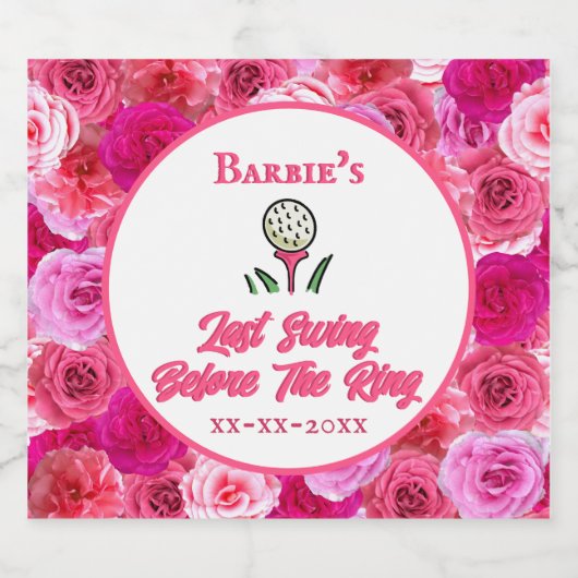 Bachelorette Party Vrijgezellenfeest Golf Roze Blo Sparkling Wijnetiket (Enkel label)