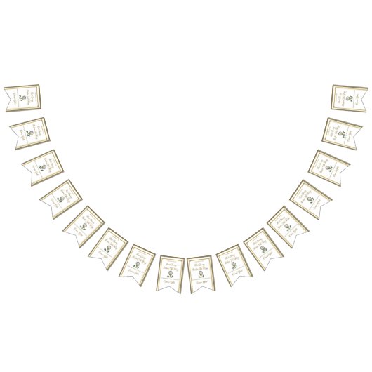 Bachelorette Party Vrijgezellenfeest Goud & Wit Vlaggetjes (Alle)