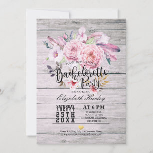Bachelorette Party Waterverf Boho Floral Feather Kaart