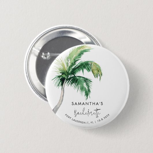 Bachelorette Party Waterverf Tropische palmboom Ronde Button 5,7 Cm (Voorkant /achterkant)