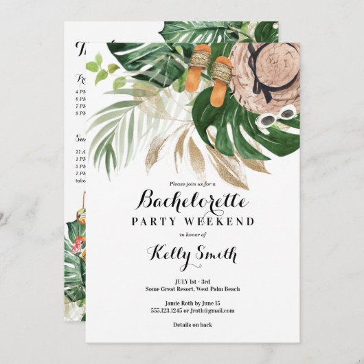 Bachelorette Party Week-end Getaway Invitation (Devant / Derrière)