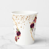 Bachelorette party white burgundy floral glitter papieren bekers (Rechts)