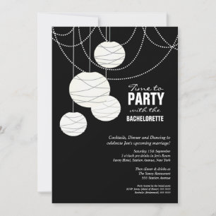 Bachelorette Party White Wedding Lantern Invite Kaart