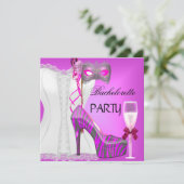 Bachelorette Party Wit Corset Roze Zebra Schoenen Kaart (Staand voorkant)