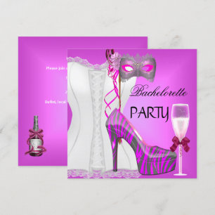 Bachelorette Party Wit Corset Roze Zebra Schoenen Kaart