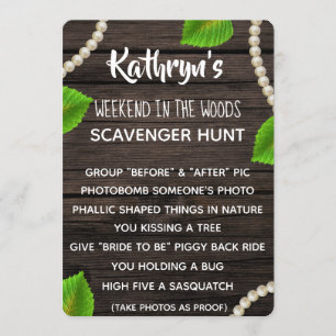 Bachelorette Party Woodsy Scavenger Hunt Kaart