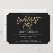 Bachelorette Party Zwart Goud Script Typografie Kaart (Voorkant)