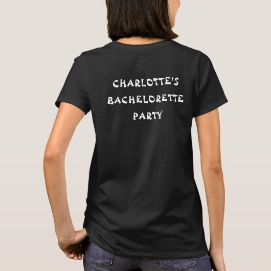 Bachelorette Party Zwart Wit Bruid Stam Naam T-shirt (Achterkant)