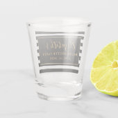 Bachelorette Party Zwart Wit Strepen Goud Shot Glas (Achterkant)