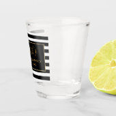 Bachelorette Party Zwart Wit Strepen Goud Shot Glas (Rechts)