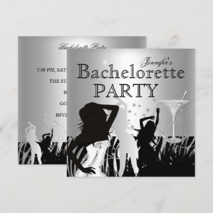Bachelorette Party Zwarte Zilveren Zebra Dans Kaart