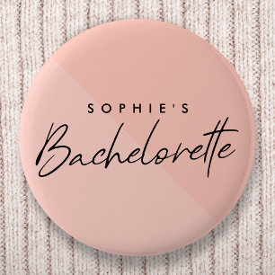 Bachelorette Peach Pink   minimalistische pastel Ronde Button 5,7 Cm