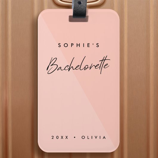 Bachelorette Peach Roze | Minimalistisch modern de Bagagelabel