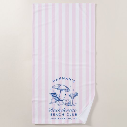 Bachelorette personnalisée rose et bleu Serviette  (Devant)