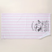 Bachelorette personnalisée rose et bleu Serviette (Devant)