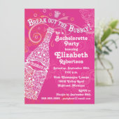 Bachelorette Pink Champagne Uitnodiging (Staand voorkant)