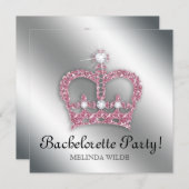 Bachelorette Pink Princess Crown Tiara Silve Kaart (Voorkant / Achterkant)