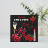 Bachelorette Red Black Leopard Shoe Kaart (Staand voorkant)