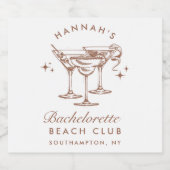 Bachelorette Retro Bruine Cocktail Sparkling Wijnetiket (Enkel label)