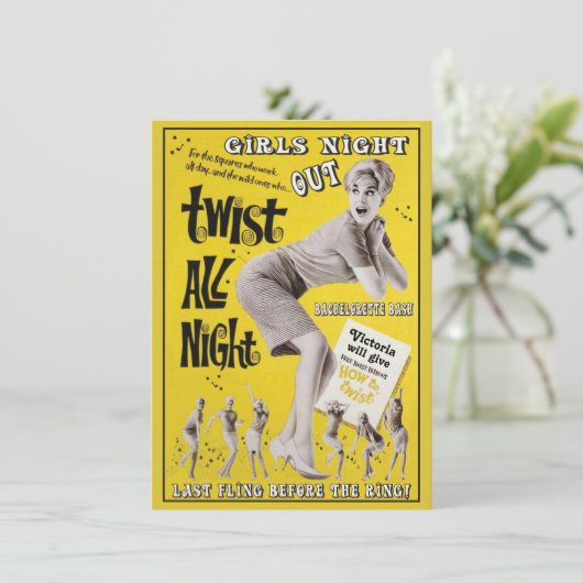 Bachelorette Retro Dance Party Invitations (Debout devant)