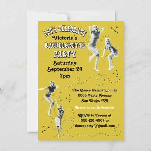 Bachelorette Retro Dance Party Invitations (Dos)