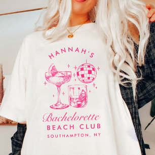 Bachelorette Retro Disco Cocktail blauw & roze T-shirt