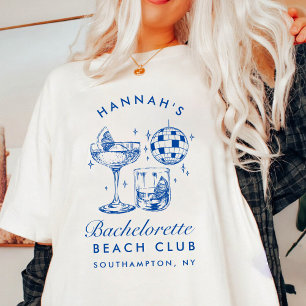 Bachelorette Retro Disco Cocktail blauw & roze T-shirt