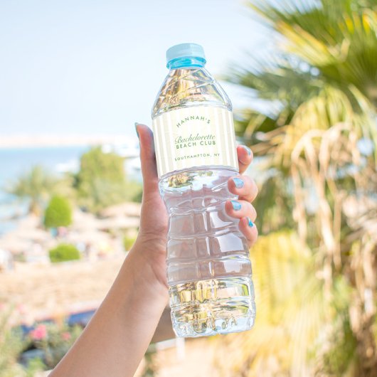 Bachelorette Retro Geel & Groen Gepersonaliseerd Waterfles Etiket