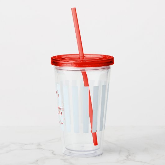 Bachelorette Retro Rood & Blauw Gestreepte Acryl Drinkbeker (Links)