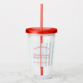 Bachelorette Retro Rood & Blauw Gestreepte Acryl Drinkbeker (Voorkant)