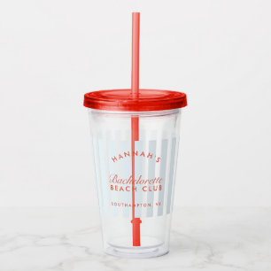 Bachelorette Retro Rood & Blauw Gestreepte Acryl Drinkbeker