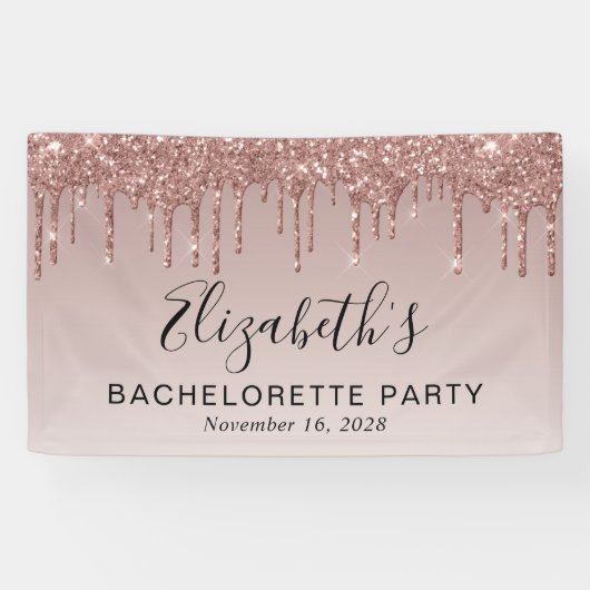 Bachelorette Roos Gold Glitter Spandoek (Horizontaal)