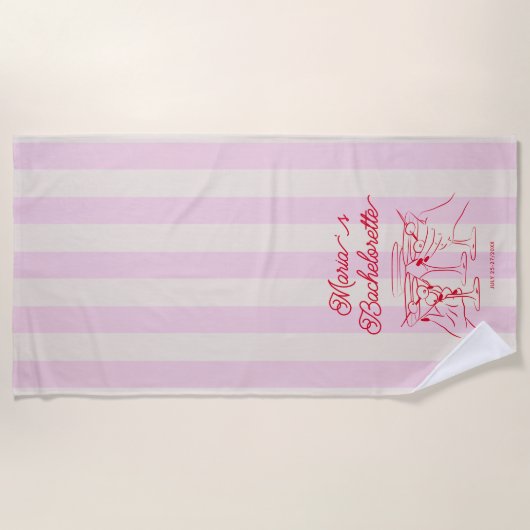Bachelorette rose moderne serviette de plage (Devant)
