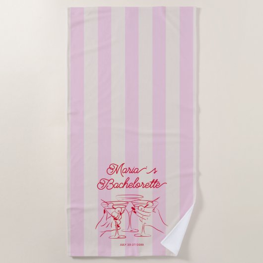 Bachelorette rose moderne serviette de plage (Devant)