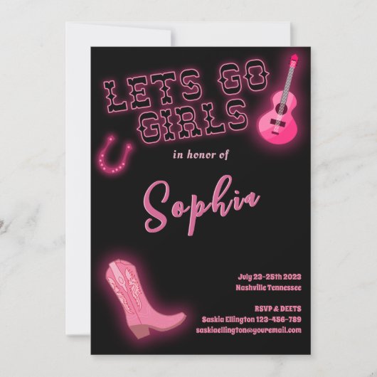 Bachelorette Rose Noir Invitation Week-end (Devant)