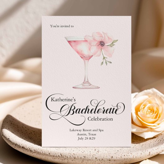 Bachelorette Roze Bloemen Cocktail Spa Trip Kaart