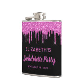 Bachelorette Roze Glitter Persoonlijke Zwarte Heupfles (Links)