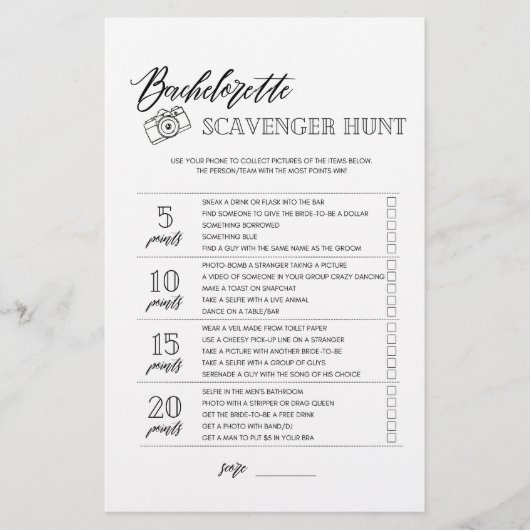 Bachelorette Scavenger Hunt vrijgezellenfeest game Flyer (Voorkant)