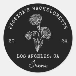 Bachelorette September Aster Geboorte Maand Bloem Ronde Sticker