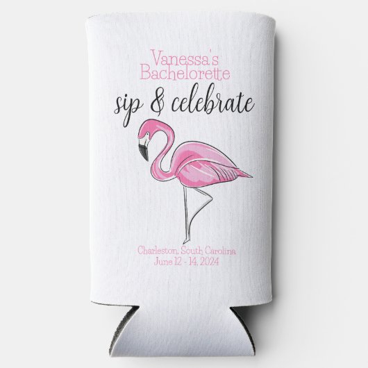 Bachelorette Sip & Celebrate Pink Flamingo Custom (Voorkant)