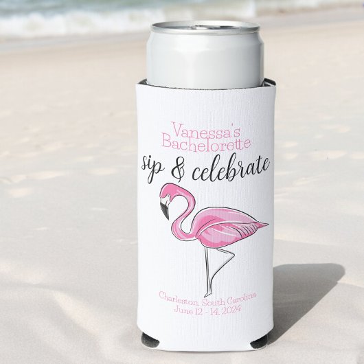Bachelorette Sip & Celebrate Pink Flamingo Custom
