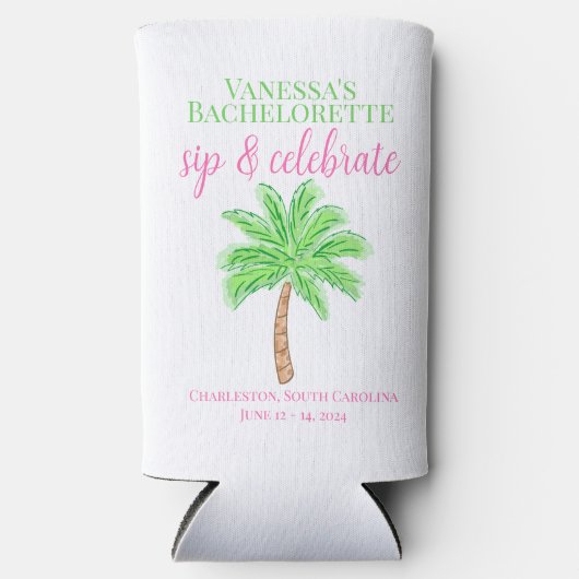 Bachelorette Sip & Celebrate Preppy Palm Custom (Voorkant)